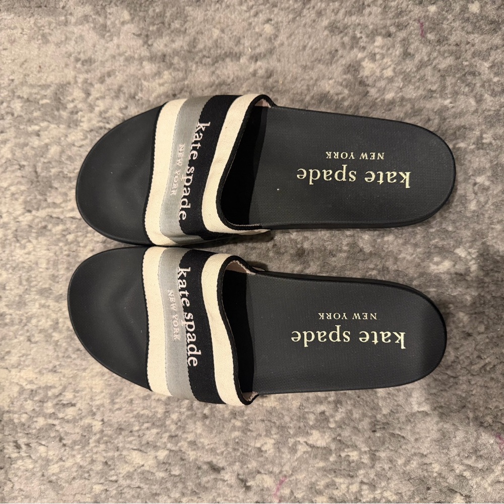 Kate Spade Black and Cream Slides